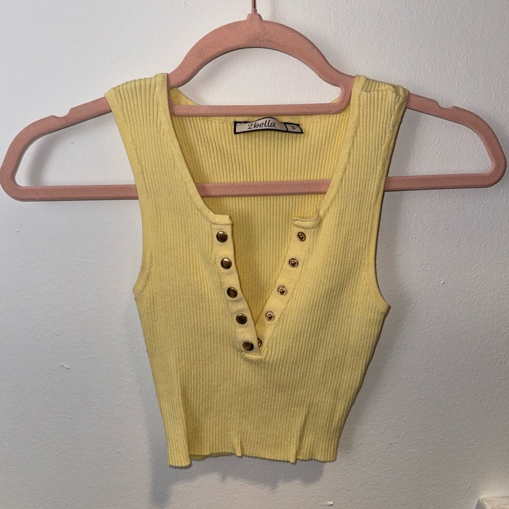 The Essential Ribbed Tank Top -Yellow - Picture 5 of 8